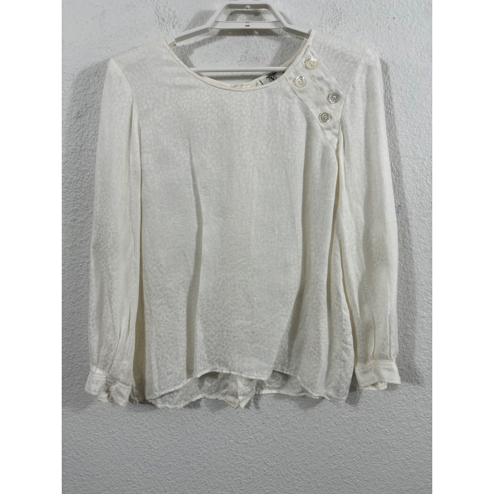 Valentino Studio Vintage Ivory Geometric Button Front Blouse Size‎ L